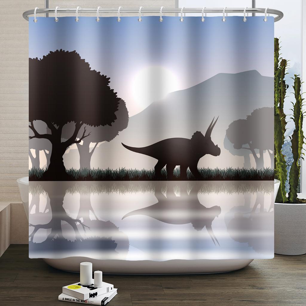 Забавная шторка для душа с динозаврами для ванной комнаты, милая шторка для ванной с животными, крутая шторка для ванной с динозаврами для детей, водонепроницаемая шторка для ванной, декор