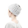 Towa Hair Dry Towel Turban, Microfiber Absorbent Quick-Dry Hairband Gray 20x17cm, Soft Hair Cap for Bath, Wide, Face Wash