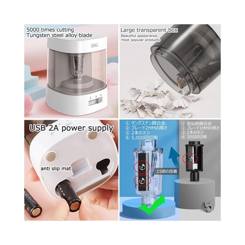 Electric Pencil Sharpener,2 Year Warranty,3 Sharpening Settings,Battery Or 2A USB Power Supply,5,000 Times for Tungsten Steel Blade,6-8mm Diameter