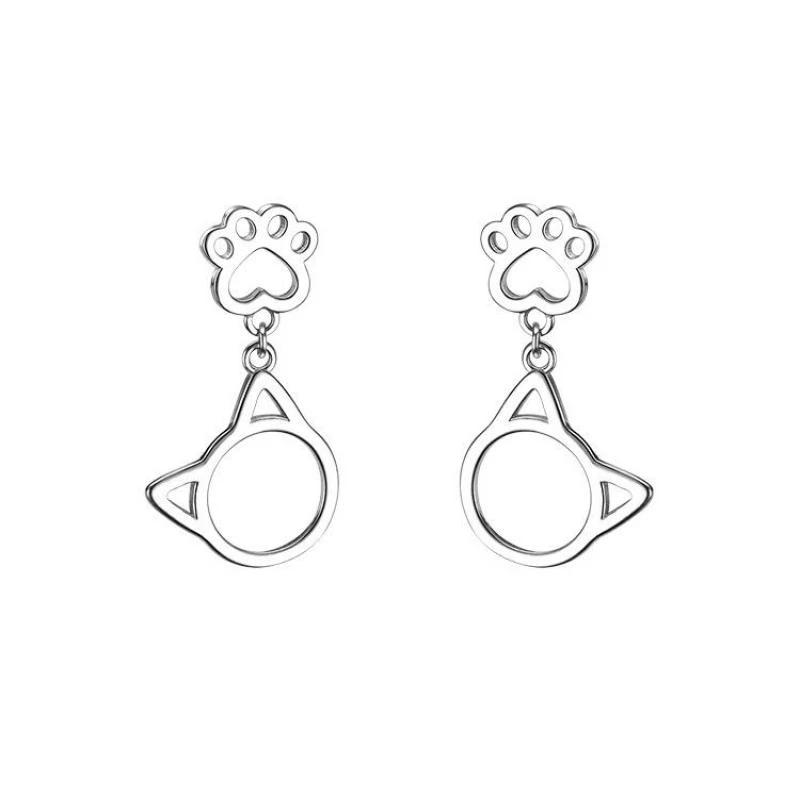 Милые серьги-гвоздики в виде кошачьей лапы для женщин, серебряные серьги для девочек-подростков, модные украшения, осенние новые поступления 2022 года