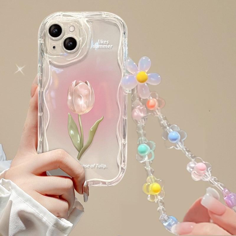 Чехол для Vivo V60 V40 V50 Lite Y31 5G Y33S Y21S Y28 4G Y17S Y04 Y03 Y29S Y28S Y18 Y400 Розовый Бант Браслет-цепочка Чехол