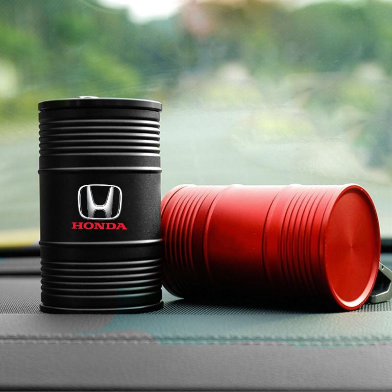 IYXI7 Aluminum Alloy Car Home Ashtray Oil Drum Shape Smoke Ash Holder For Honda Fit Civic Accord 7 8 9 10 Pilot City Jazz CRV HRV