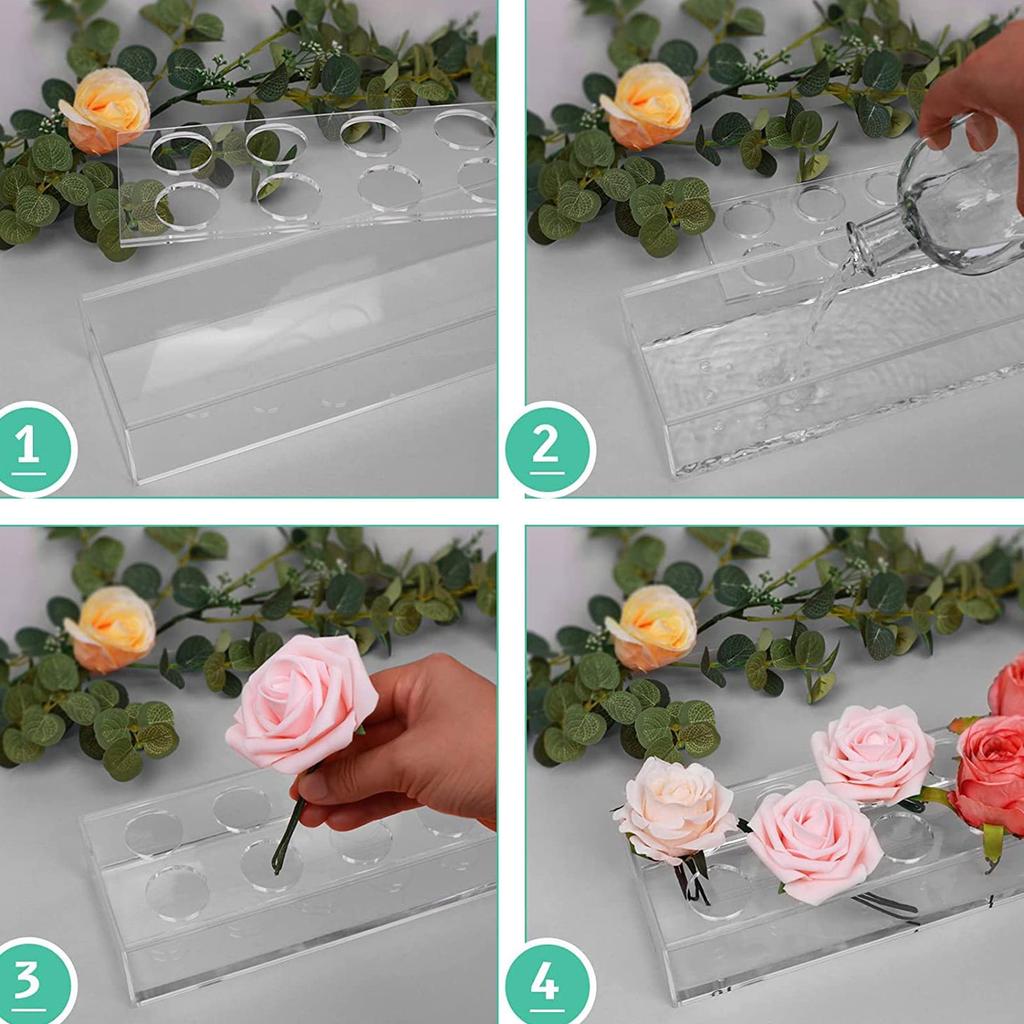 Прямоугольная цветочная центральная часть для обеденного стола. Длинная прямоугольная ваза. Акриловая современная ваза. Низкие цветочные вазы для центральных элементов для домашнего декора.