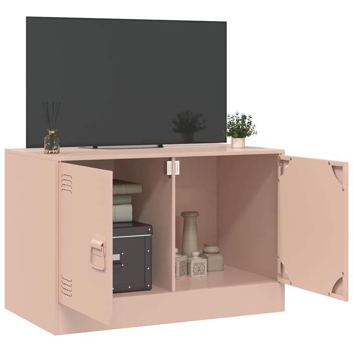 VidaXL Meuble TV rose 67x39x44 cm acier, banc TV, meuble télé, meuble multimédia, buffet TV, meuble hifi, centre de 841633