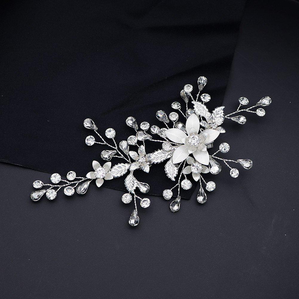Сделанный вручную свадебный гребень для волос с цветком из жемчуга и страз и листьями