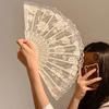 Кружевной веер с розами Женский летний складной веер для танцев Специальный Древний Складной Ручной Реквизит для фото Праздничный Подарок на День рождения