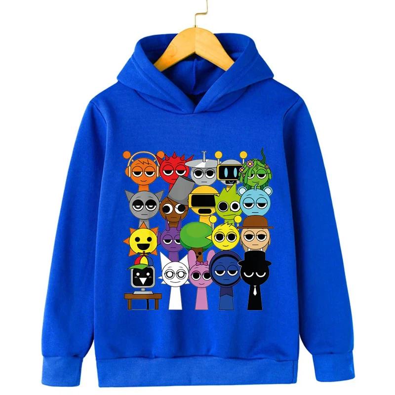 Новая детская толстовка с мультяшным принтом Sprunki, игровые толстовки Incredibox, одежда для мальчиков, худи для девочек, пуловер с капюшоном, весенние детские топы с длинным рукавом