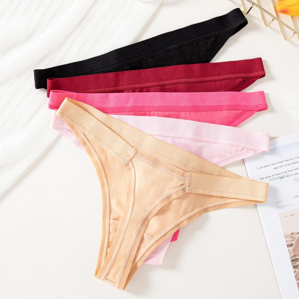 Женские спортивные трусики-стринги большого размера, однотонные, с Т-образным вырезом