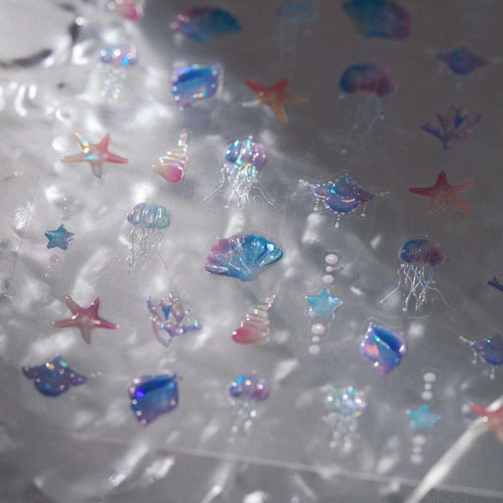 Ракушки Океан Наклейки для ногтей Украшения для ногтей Дельфин Океан Красочные наклейки для ногтей Океан Женщины