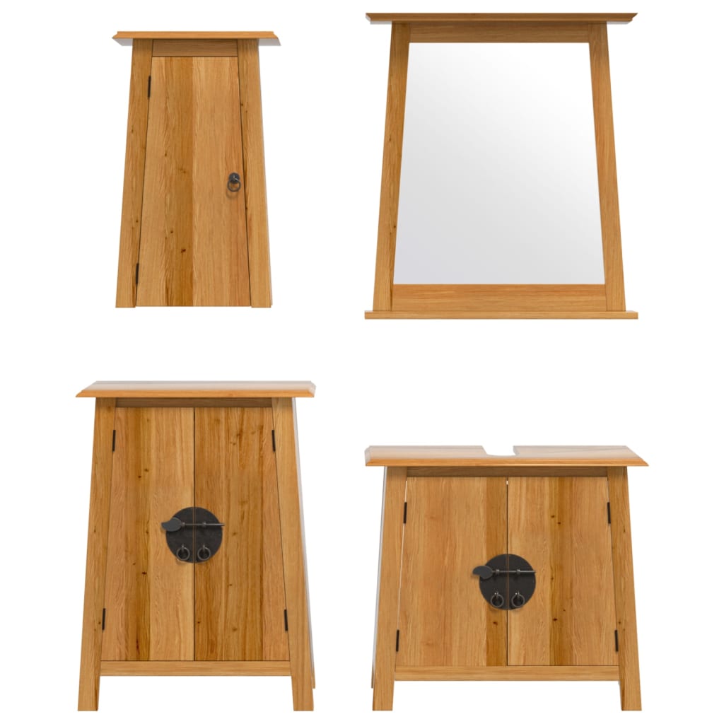 4 Piece Bathroom Furniture Set Solid Pine Wood