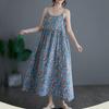 Sleeveless Strap Cotton Plus Size Vintage Floral New In Dresses For Women Casual Loose Long Summer Dress