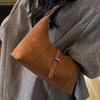 Vintage casual large capacity suede underarm bag autumn new matte commuter fashion shoulder bag crescent bag
