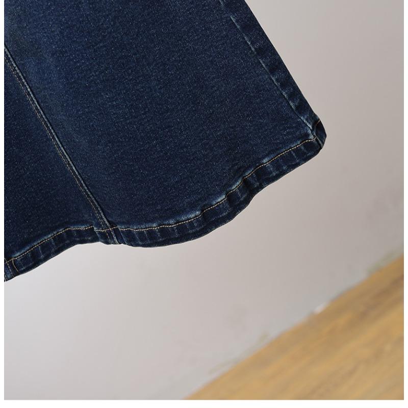 Dimanaf 2025 Летние эластичные джинсовые юбки больших размеров Женская мода Свободная А-силуэта Юбка с высокой талией Винтаж