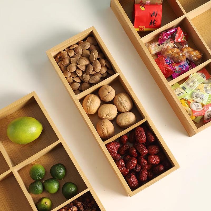 Bamboo Stackable Round Dried Fruit & Snack Tray Set