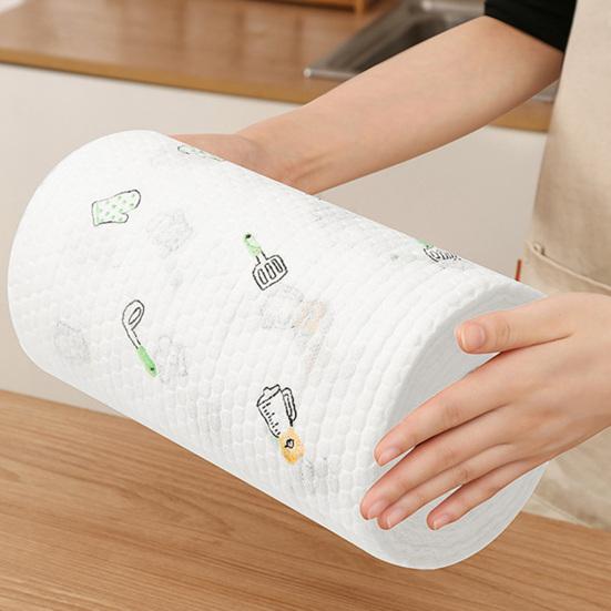 50/100/200Pcs/Roll Kitchen Paper Towel Super Water Oil Absorbent Wet Dry Dual Use Food Grade  Washable Lazy Rag Dishwashing Cloth AVE