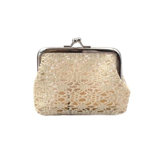 Women Lace Coin Purse, Mesh Small Change Purse, Kiss Lock Closure Pouch for Coins Cash Cards Lipstick