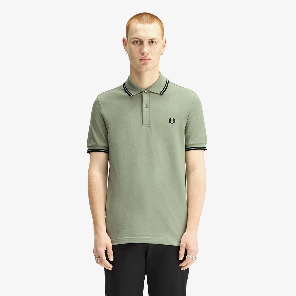 FRED PERRY [M3600] Twin Tip Fred Perry Shirt - Seagrass/Black Afpm2613600-S23
