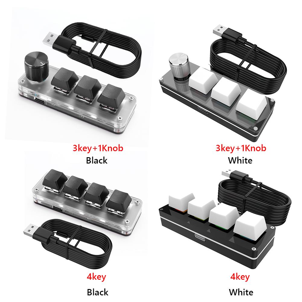 3 клавиши 1 ручка/4 клавиши Программирование Макро Ручка Клавиатура RGB Проводная USB Мини Механическая BT Клавиатура Хотсвап Механический Макропад
