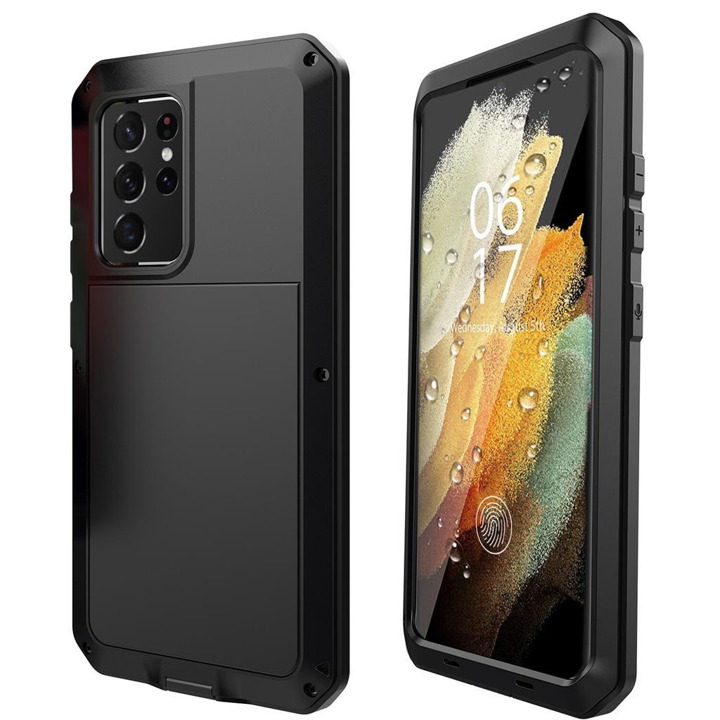 Case For Samsung S25 S24 S23 S22 S21 S20 Plus Note 20 Ultra Heavy Duty Tank Armor Aluminum Metal Cases Shockproof Tough Cover