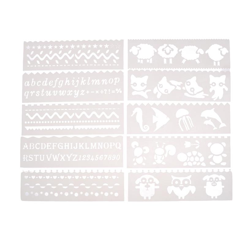 8 шт. Трафарет для рисования с буквами, волнами, животными, для поделок своими руками, многослойный, полый