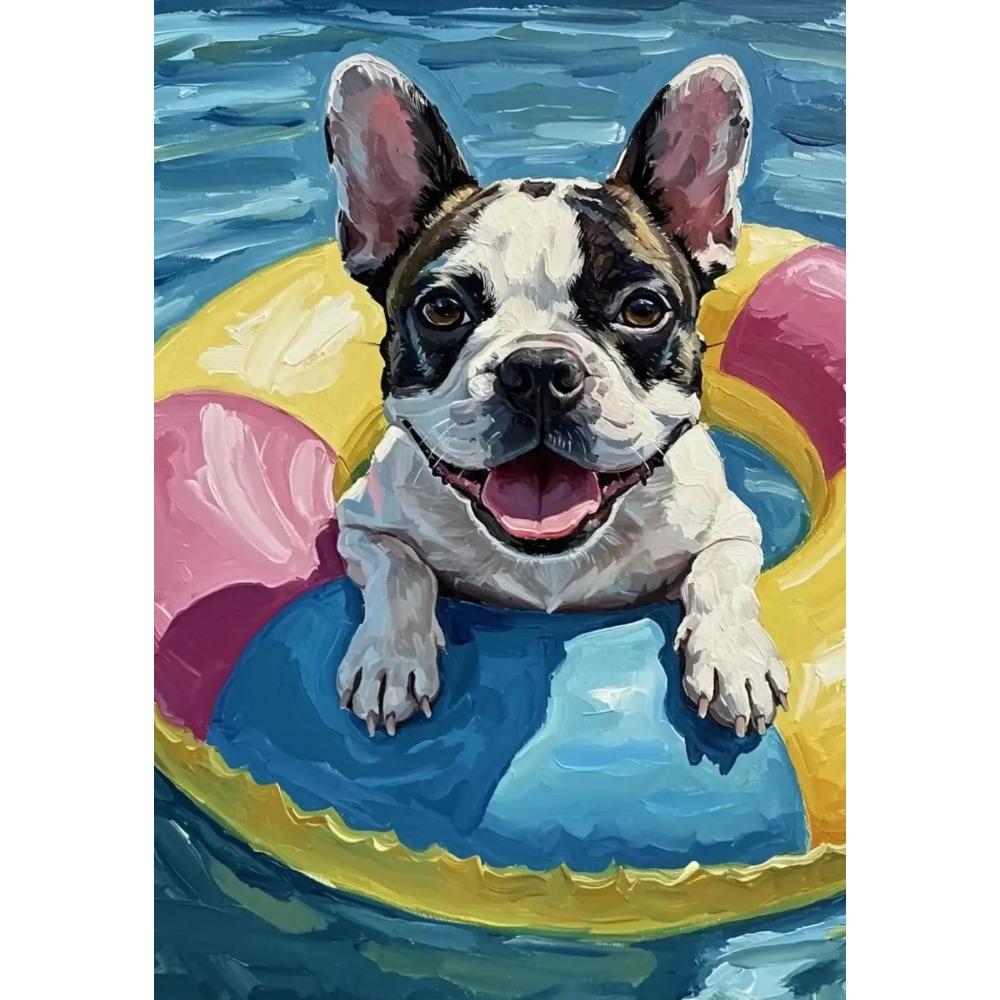 Fun Seaside Animal Surfing Pool Party Art Poster Canvas Oil Printing Living Room Bedroom Bathroom Home Wall Decorati