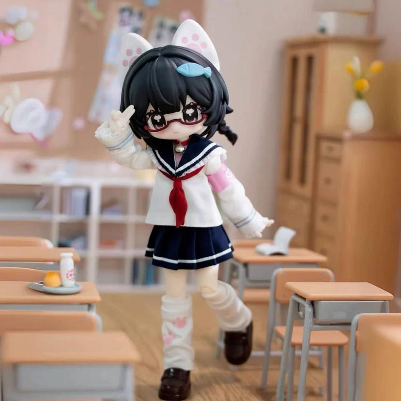 Точечный Оригинальный Набор Маленьких Ключей Серия Bjd Слепая Коробка Очки Фигурки Действия Модные Игрушки Настольные Украшения Рождество 12 подарков Позируемые Сочлененные