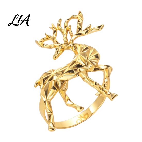 Thanksgiving Dinner Decorations Christmas Deer Napkin Ring, Faceted Metal Elk Holder, Reusable Unique Animal Shape Rings Ring for Xmas Holiday Wedding