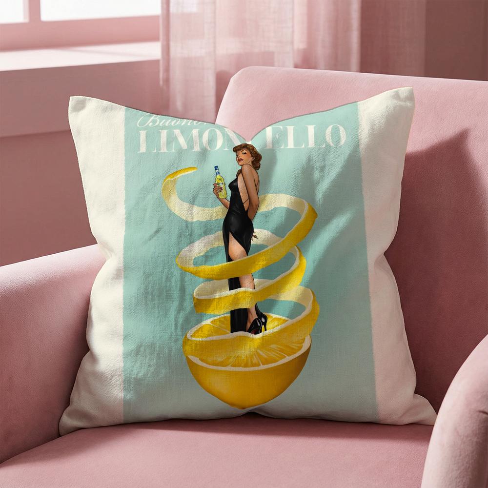Limoncello Cocktail Cushion Cover Multi-Scene Pillow Cover for Home & Car - Reversible, Soft & Durable for Daily Use
