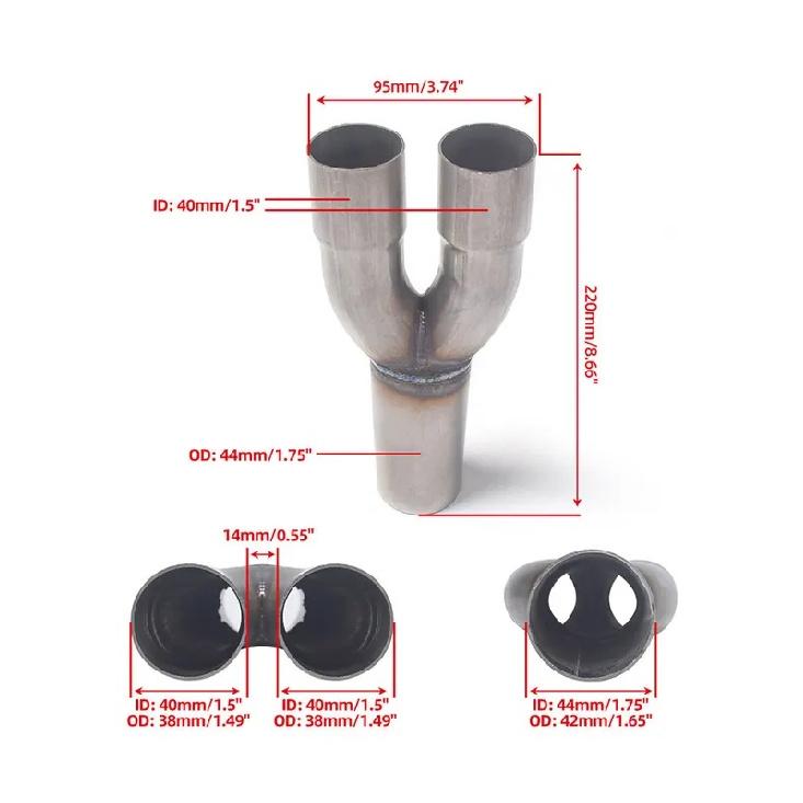 Automobile modification general stainless steel exhaust Y-pipe adapter 2/2.5 1.5/1 tee
