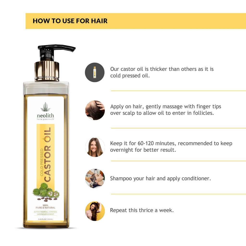 Neolith 100% органическое, чистое касторовое масло холодного отжима первого сорта. (250 мл) Без гексана- для ухода за волосами, ухода за кожей, ресниц, бровей, масла для бороды