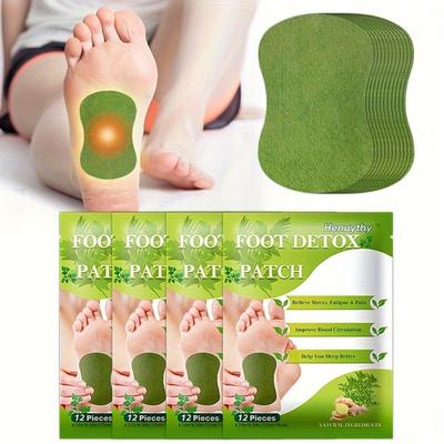 Травяные детокс-пластыри для ног, 12 шт. - Естественное очищение и расслабление, универсальные хлопковые детокс-прокладки, снятие стресса, снотворное, улучшение кровообращения.