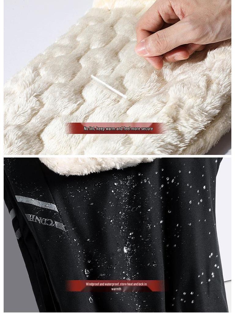 Men's Winter Waterproof Thickened Padded Pants - Straight Leg, Lambswool Lined, Plus Size, Casual Outerwear