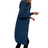 Women's Casual Zip Up Hoodies Long Tunic Sweatshirt Winter Windproof Drawstring Hooded Jacket Outerwear With Pockets