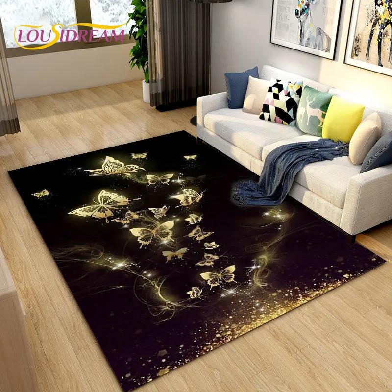 3D красочный коврик с бабочкой и цветком, ковер для гостиной, спальни, дивана для йоги, кухонный коврик для ванной комнаты, нескользящий напольный коврик