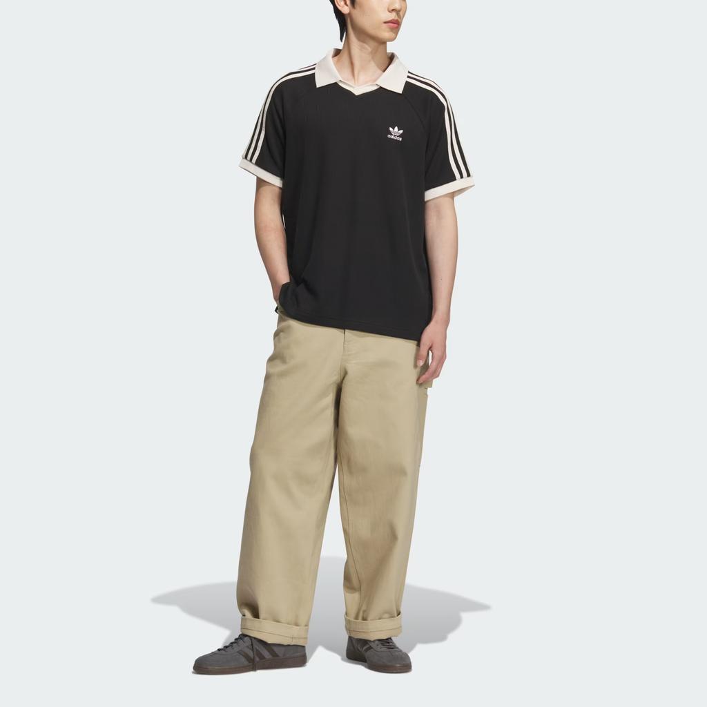 Adidas Оригинальное поло с коротким рукавом в полоску в стиле американского колледжа для мужчин, черное JV9266