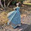 Simulated Flower Fairy Figurine, Resin Sculpture with Embossed Lace Texture, Ornament for Outdoor Indoor Garden Decor Elegant Gift