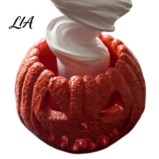 Unique Holiday Gift for Kids Swirling Ghost Pumpkin Yard Lamp, Lighted Spooky Statue, Warm LED Outdoor Artistic Resin Craft Figurine Decor,