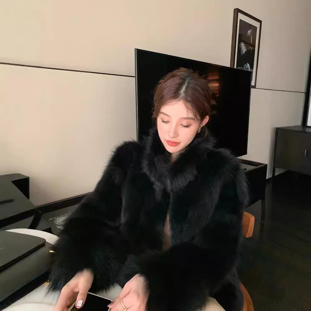 Осень и Зима Новая Модная Молодежная Маленькая Ароматная Темпераментная Теплая Утолщенная Шуба из Искусственного Лисьего Меха