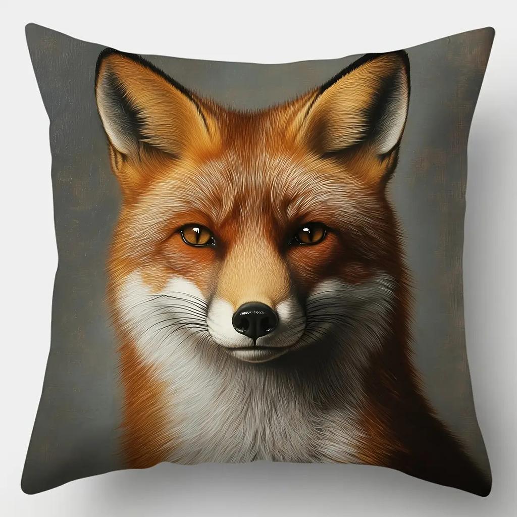 Artistic Rustic Fox Pillow Covers Splatter Paint Winter Fox Art Throw Pillow Cases Cozy Home Decor Cushion Covers For Couch Bed,