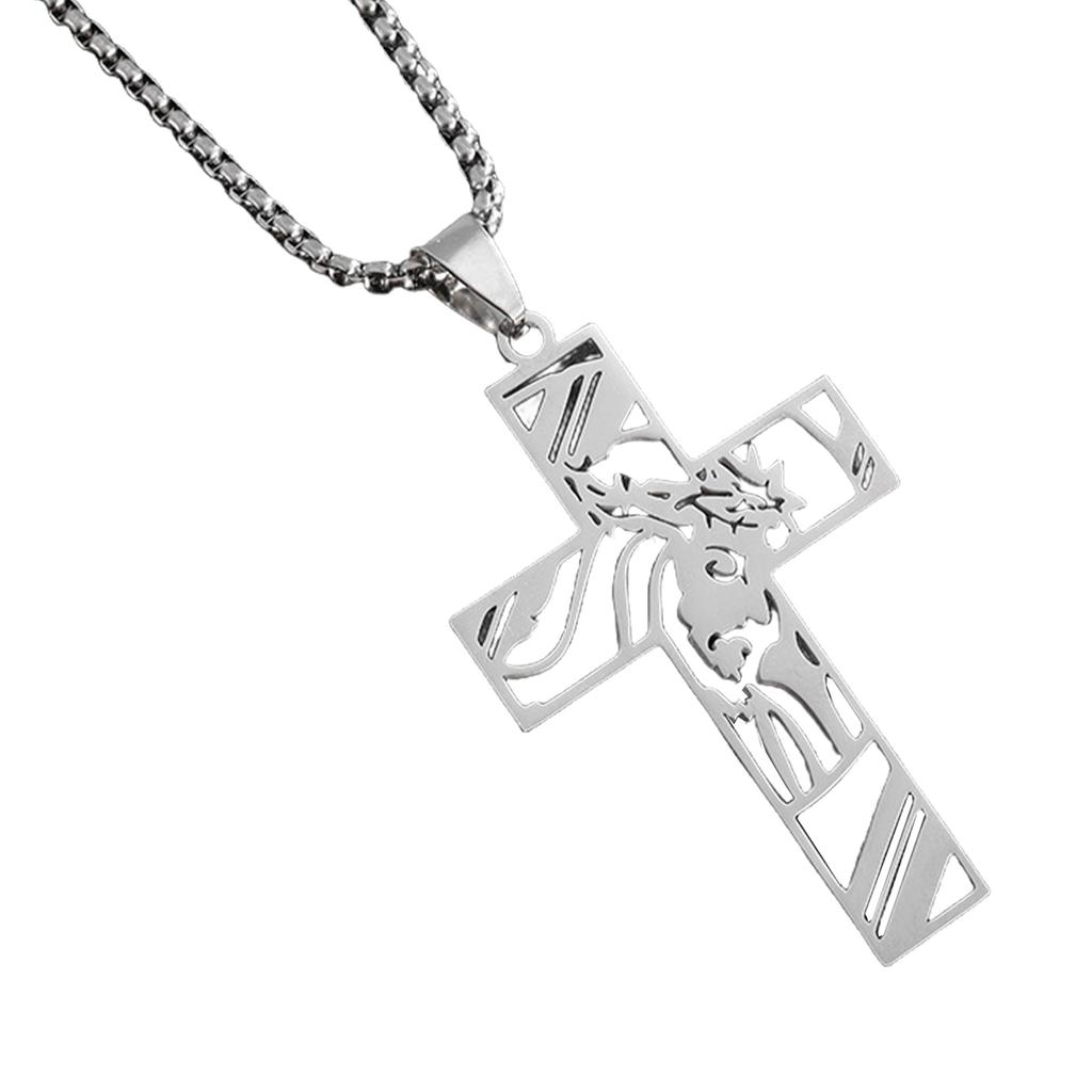 Adjustable Length Clavicle Chain Crucifix Pendant Necklace Unisex Christian Religious Neckchain Jewelry for Men Women