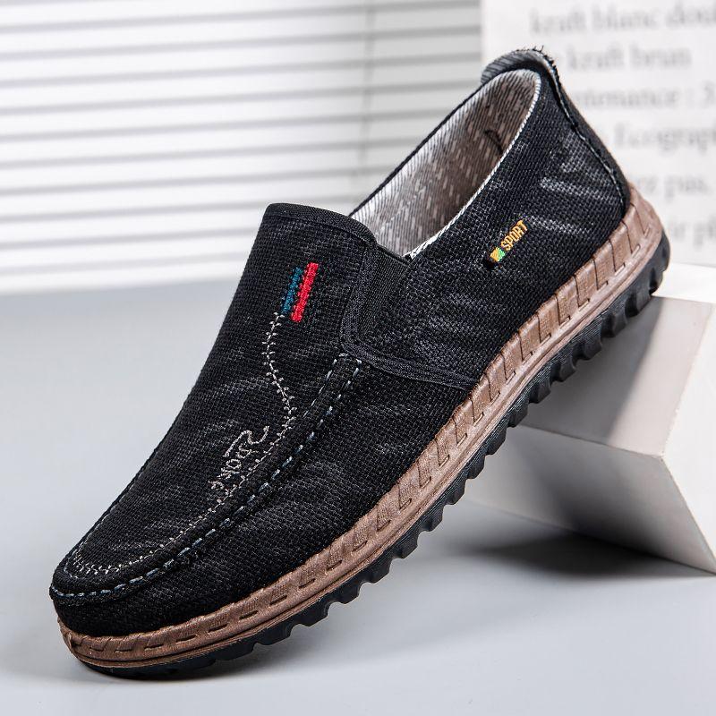 Мужская тканевая обувь «старый пекин», весна-осень, дышащая обувь с мягкой подошвой для папы среднего и пожилого возраста, нескользящая повседневная парусиновая обувь
