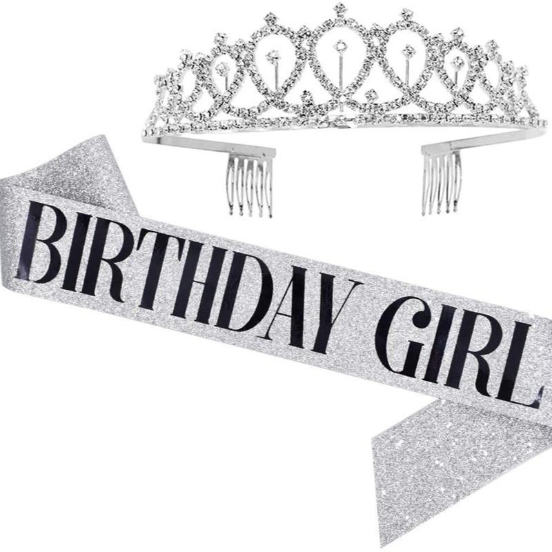 День рождения лента тиара корона набор для женщин девочек сладкий день рождения украшение подарок