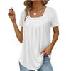 Летняя элегантная плиссированная женская футболка с квадратным вырезом, модная повседневная футболка с коротким рукавом свободного кроя, женские сексуальные топы для работы, одежда