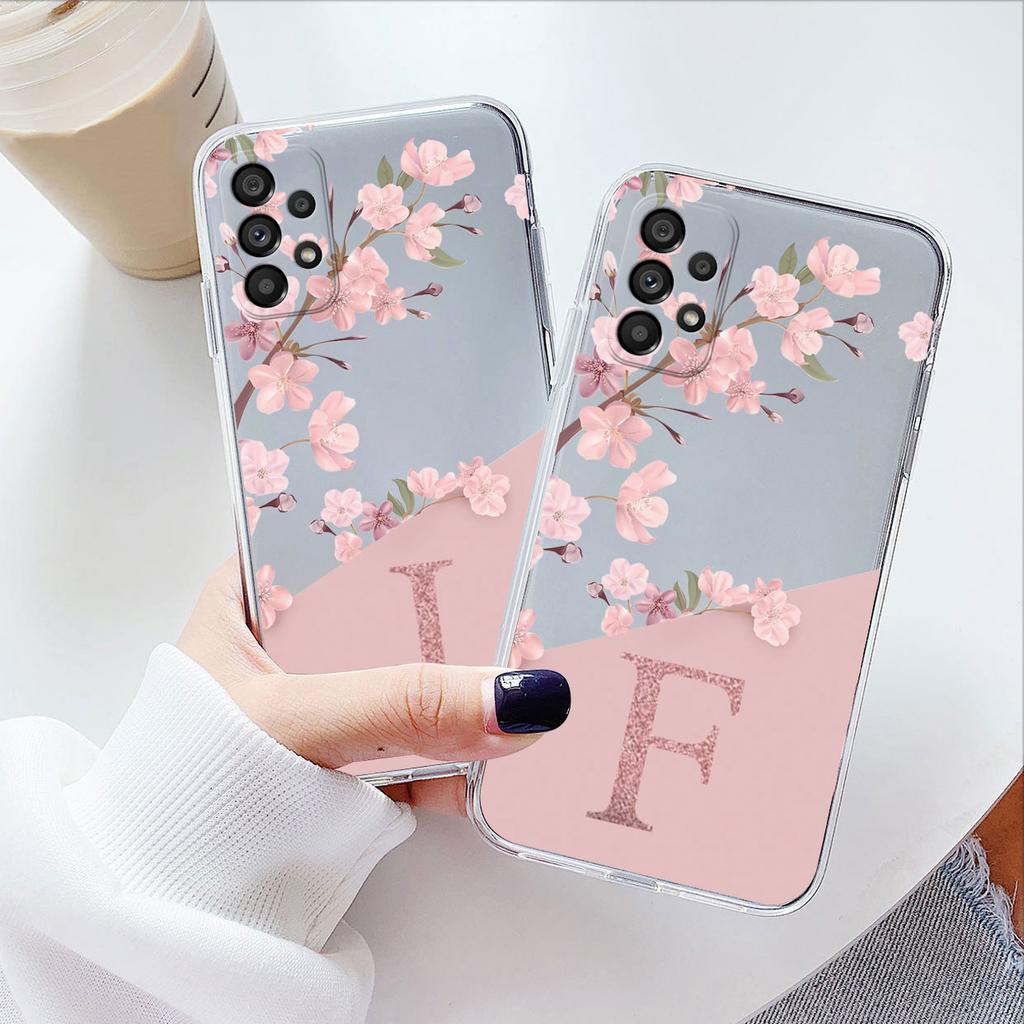 For Samsung Galaxy A53 5G Case Soft Slim Luxury A-Z Letters Back Cover Fundas Clear Bumper For Samsung A 53 5G Transparent Shell