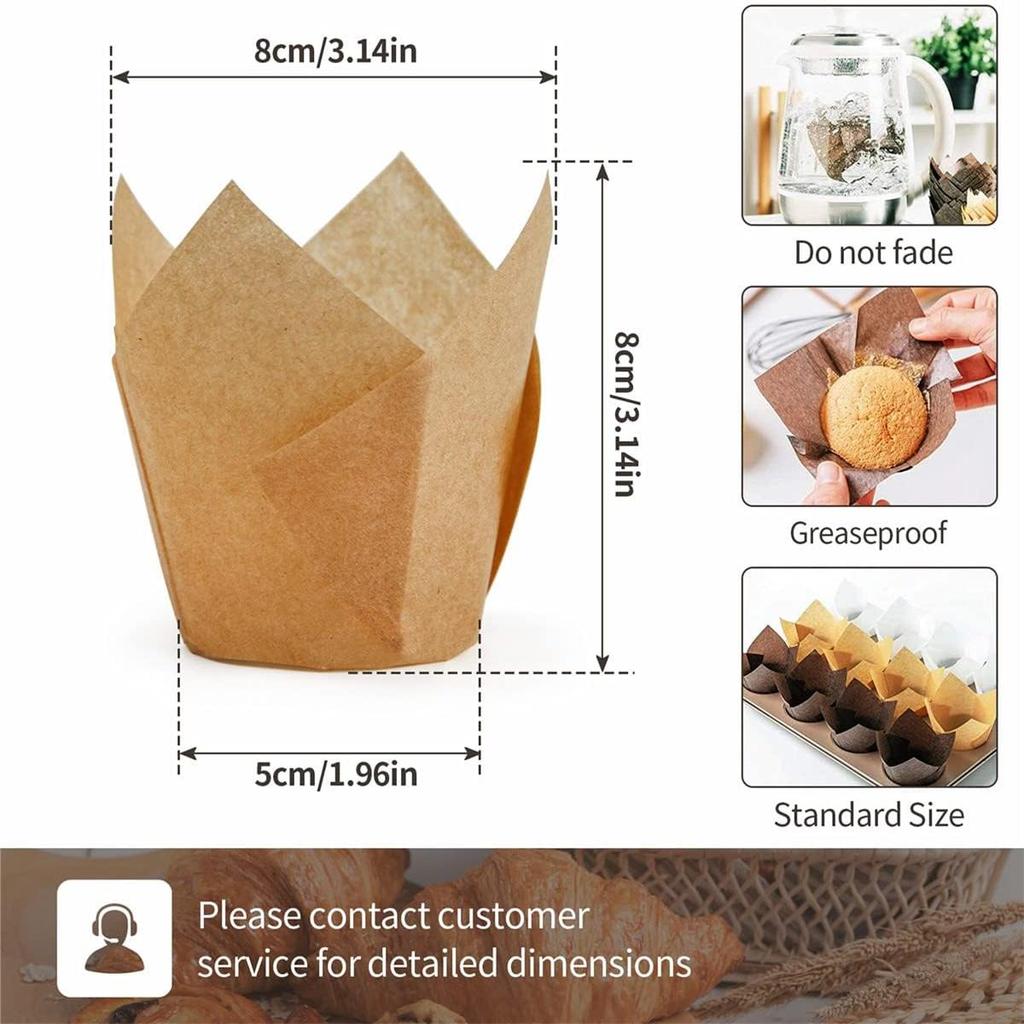 50pcs Tulip Muffin Cupcake Paper Cups Oilproof Cupcakes Liner Baking Muffin Box Cup Cake Designing Tools Muffin Wrap Cases