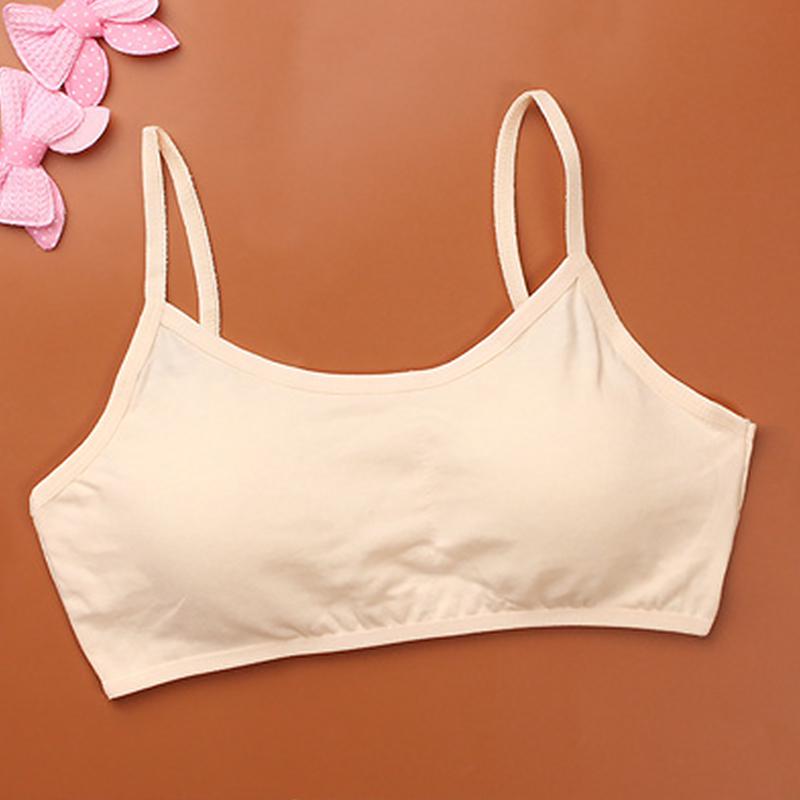 Мягкое нижнее белье для девочек, хлопковые бюстгальтеры, детские спортивные однотонные топы на бретелях для детей-подростков