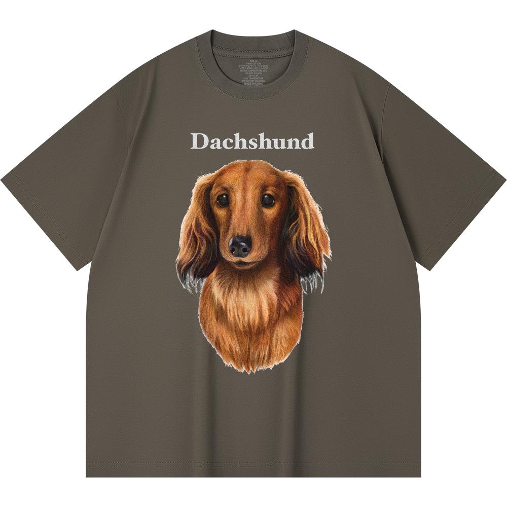 Футболка из 100% хлопка плотностью 230 г/м2 с принтом таксы, забавная футболка из чесаного хлопка в стиле Харадзюку