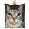 Смешной кот, который пристально смотрит, Мем Плед Коралловый флис Плюшевый Весна/Осень Портативный Легкий Тонкий Плед для Постельного белья Автомобильное Одеяло