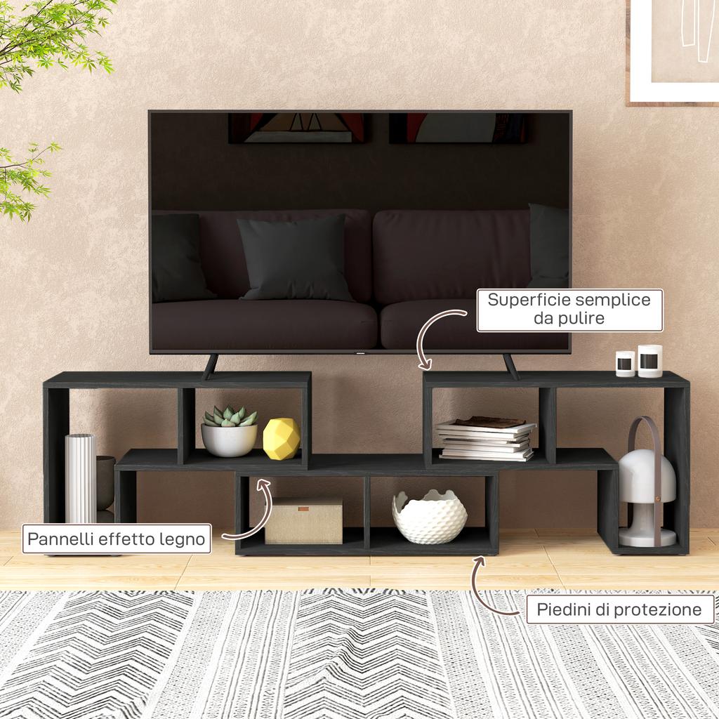 Three-Block Modular TV Stand - Black Wood-Effect