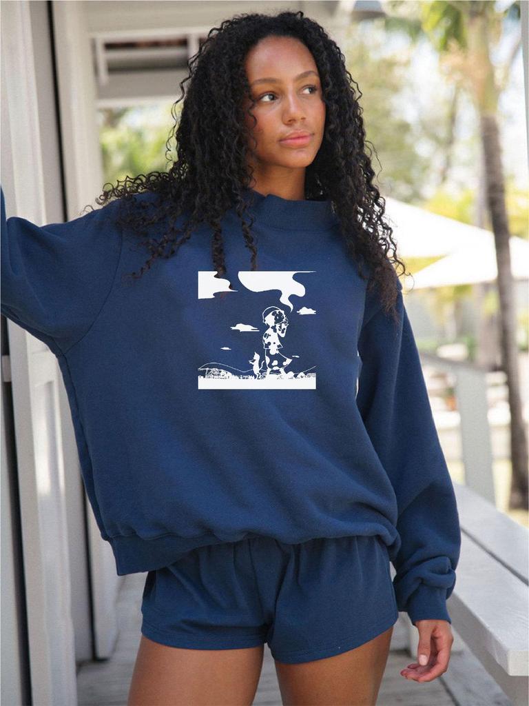 Trendy Women's Mid-High Collar Long Sleeve Casual Sweatshirt for Spring and Autumn
